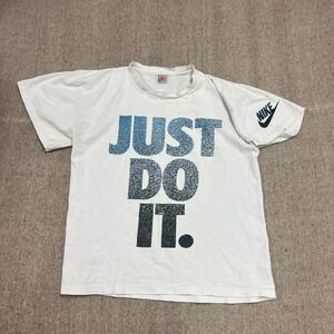 Vintage Nike Just Do It Shirt Mens Large White 90s Gray Tag Spell Out